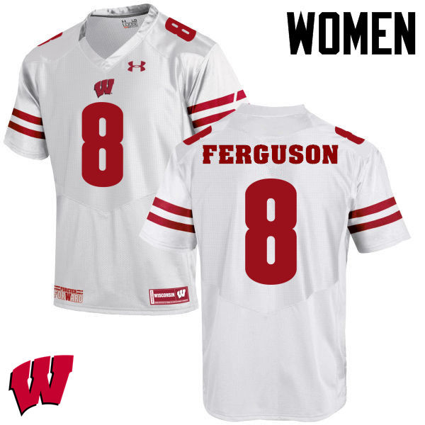 Wisconsin Badgers Women's #8 Joe Ferguson NCAA Under Armour Authentic White College Stitched Football Jersey LW40T84EY